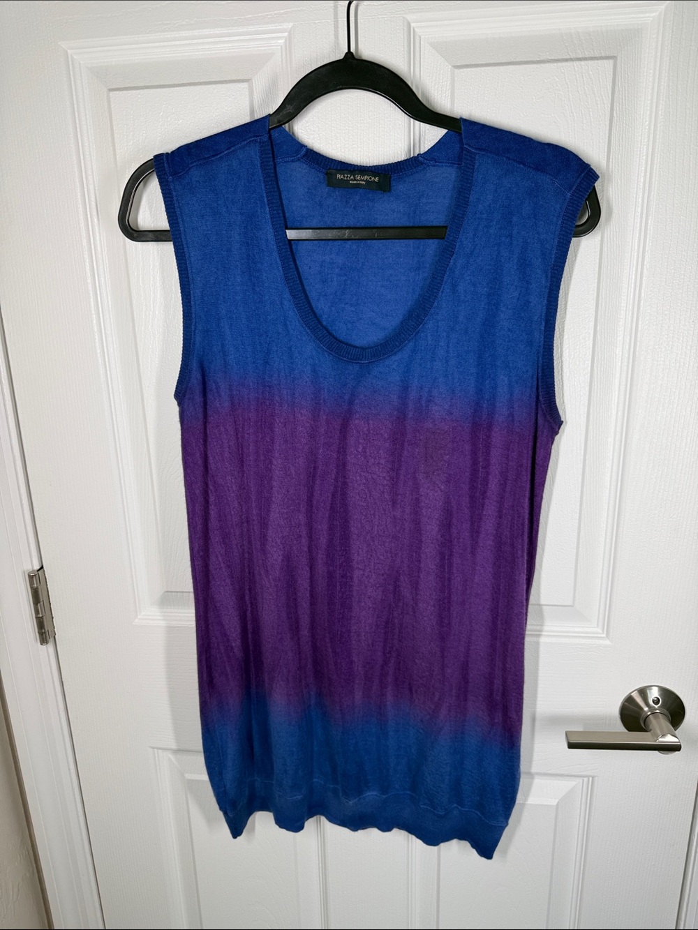 Piazza Sempione blue and purple scoop neck knit tank hand dyed size large